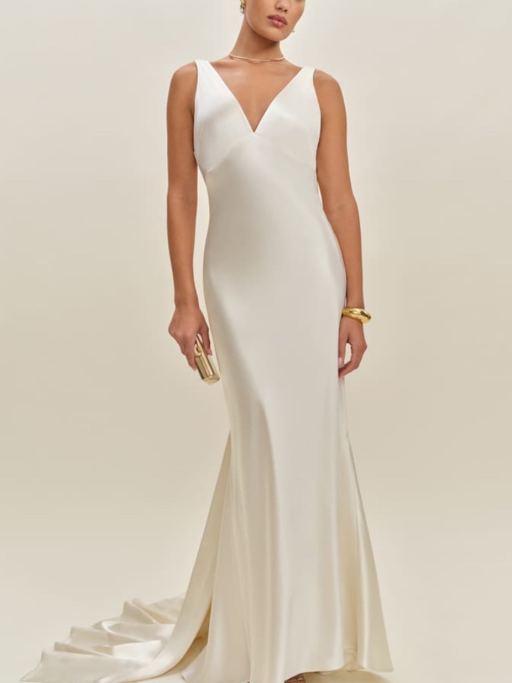Reformation Margot Wedding Dress Gown Silk Satin Ivory Mermaid Train With Tags 6